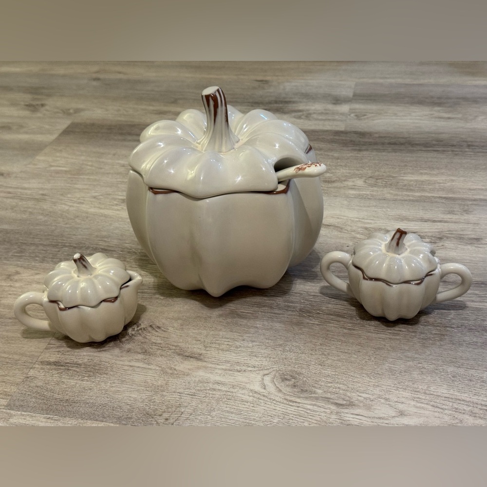 NEW Harvest Pumpkin Large Soup Tureen Set With Gravy Serving Bowls Target Home